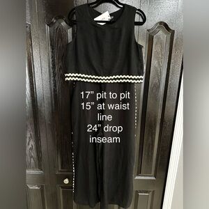 LOV Black Wide-Leg Jumpsuit with White Trim NWT